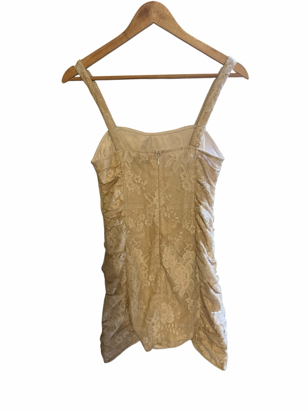 MAJORELLE Champagne Lace Ruched Mini Dress - Picture 5 of 5
